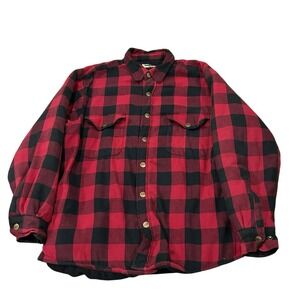 Vintage SafTBak Fleece Lined Flannel Shacket Men's Medium Black Red Button Up‎